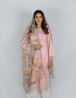 2 PIECES - Hand Embroidered Shirt with Printed Dupatta