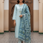 2 PIECES - Hand Embroidered Shirt with Printed Dupatta