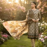 3 PIECES - Printed Shirt with Trouser & Printed Dupatta