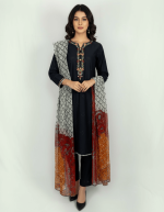 3 PIECES - Hand Embroidered Shirt with Trouser & Printed Dupatta