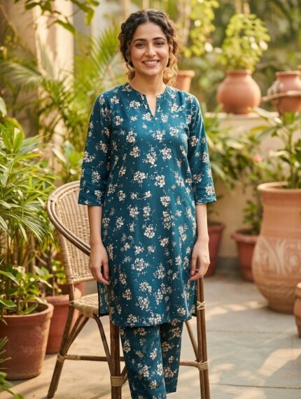 2 PIECES FASHION-FORWARD THE VELORA PEARL CO-ORD PRINTED SHIRT & BOTTOM