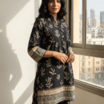 2 PIECES CLASSIC IN BLACK & PEARL   PRINTED SHIRT & BOTTOM